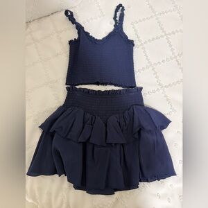 Katie J NYC Navy Ruffled Skirt Set